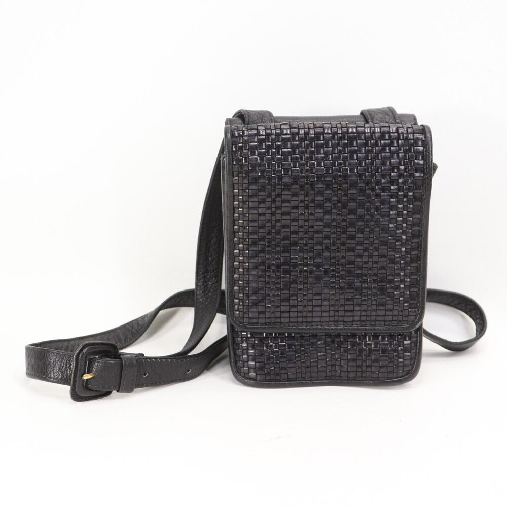 Linda Allard Ellen Tracy Handbag S Black Weave 2 Way Messenger Purse Xbody Bag